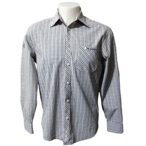 Button Down Shirt Volkswagen The Beetle Plaid Mens M Blue Red Graphic Logo Retro